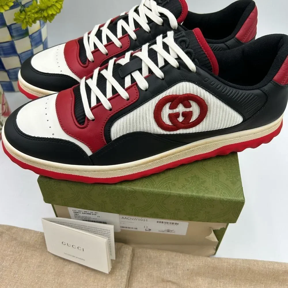 Men's Gucci Mac 80 low top leather sneakers size 11 fits 11.5 US made in Italy